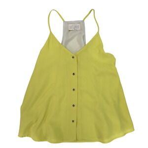 Sweet Wanderer Tank Top L Yellow Button Racerback Cami Neon Summer Boho Festival